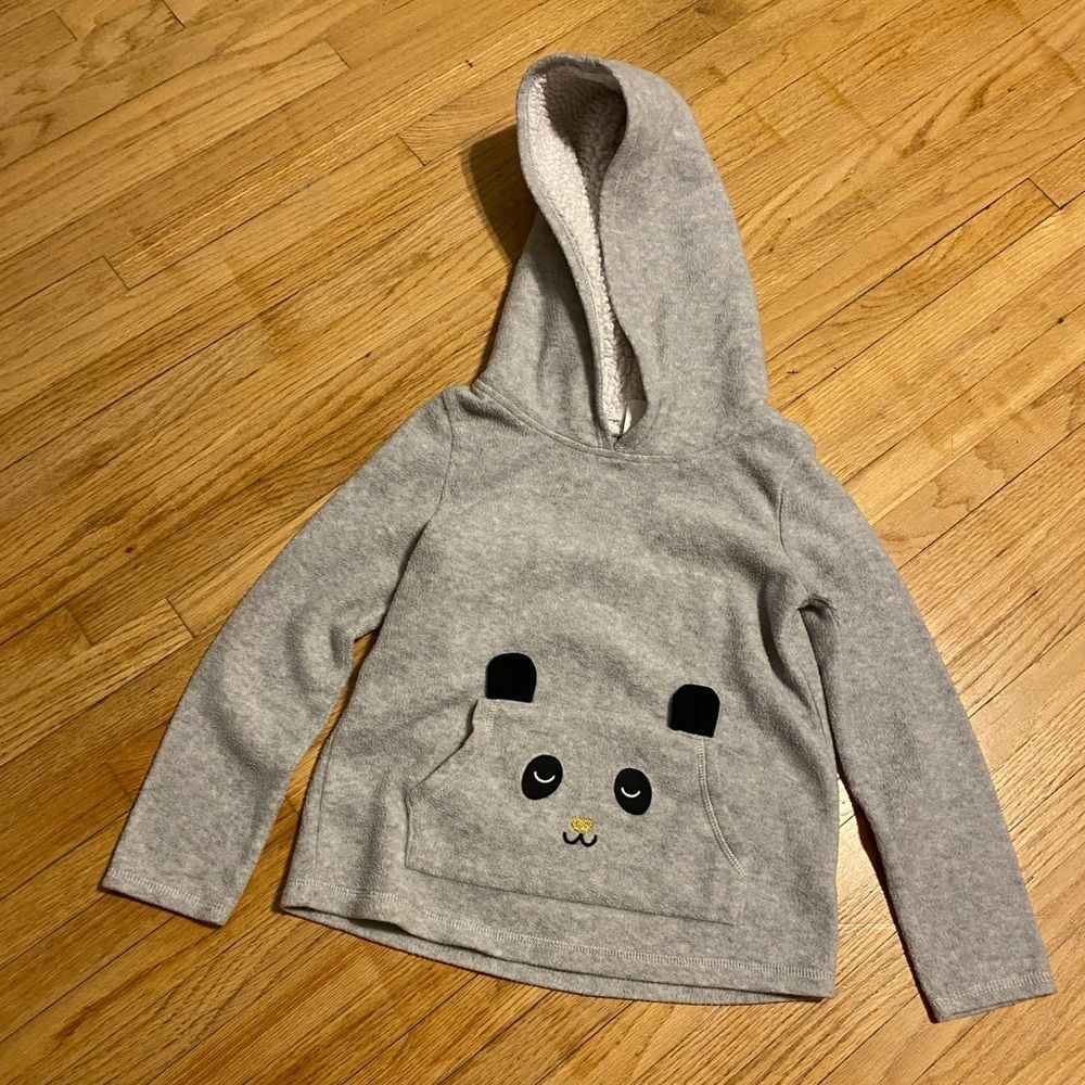 Carter’s Size 7 Gray pullover Hoodie with Panda Design Kangaroo Pocket